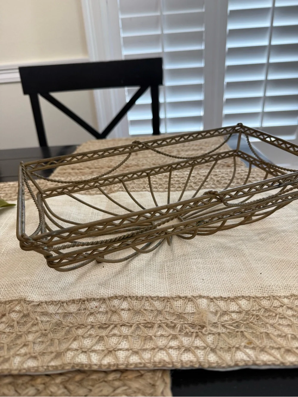 Decorative Metal Wire Basket - Antique Brass Finish